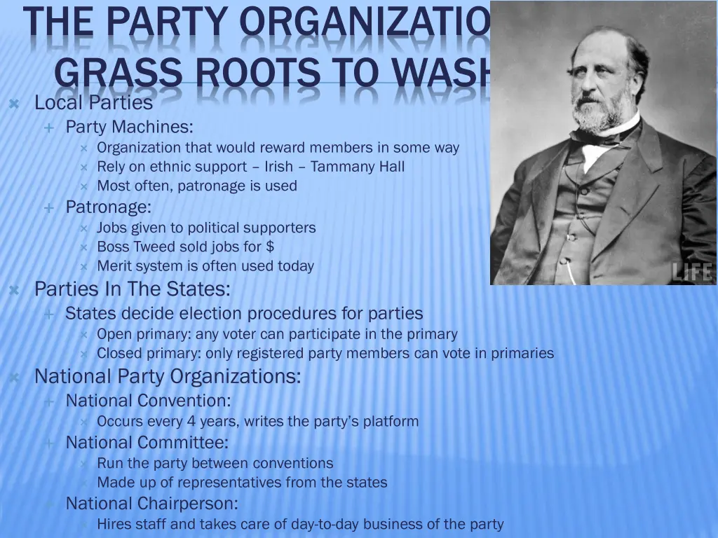 the party organizations from grass roots