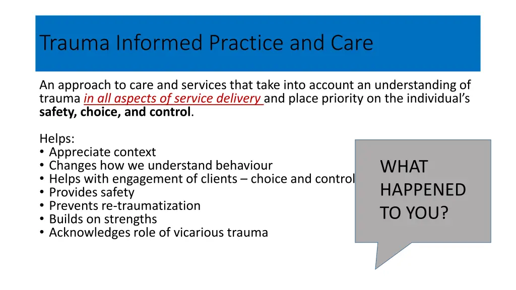 trauma informed practice and care