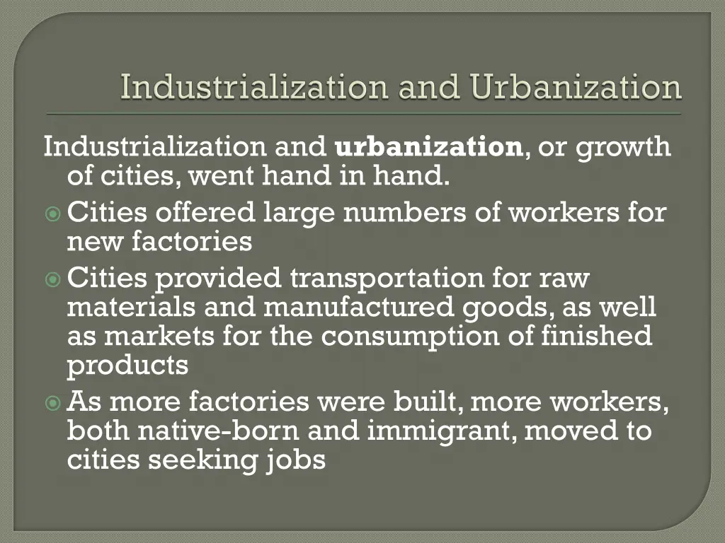 industrialization and urbanization or growth