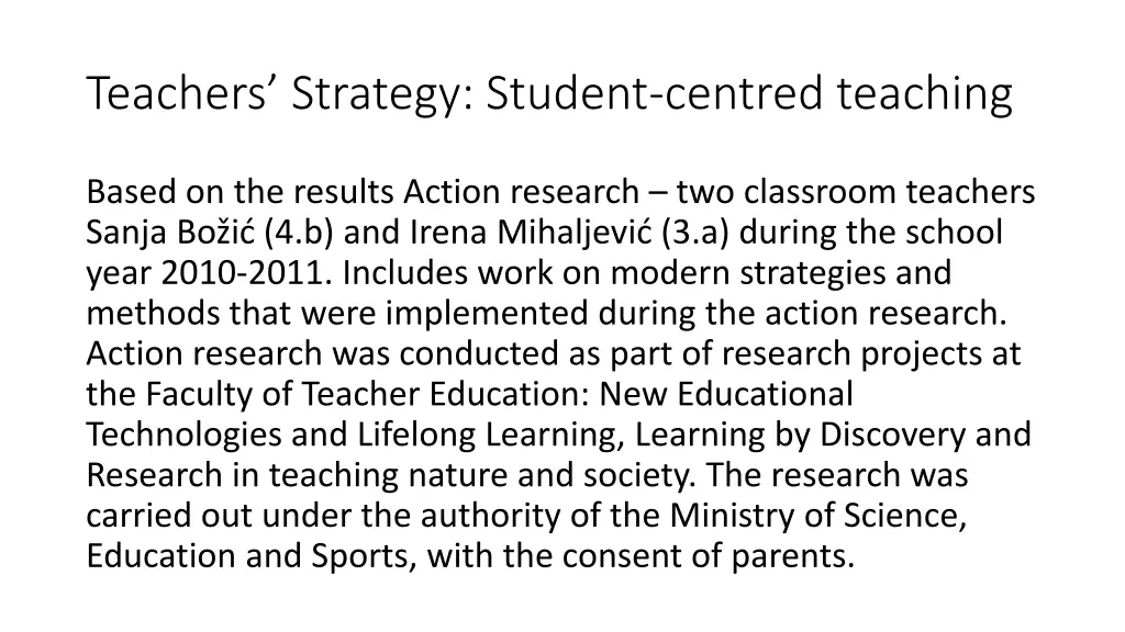 teachers strategy student centred teaching