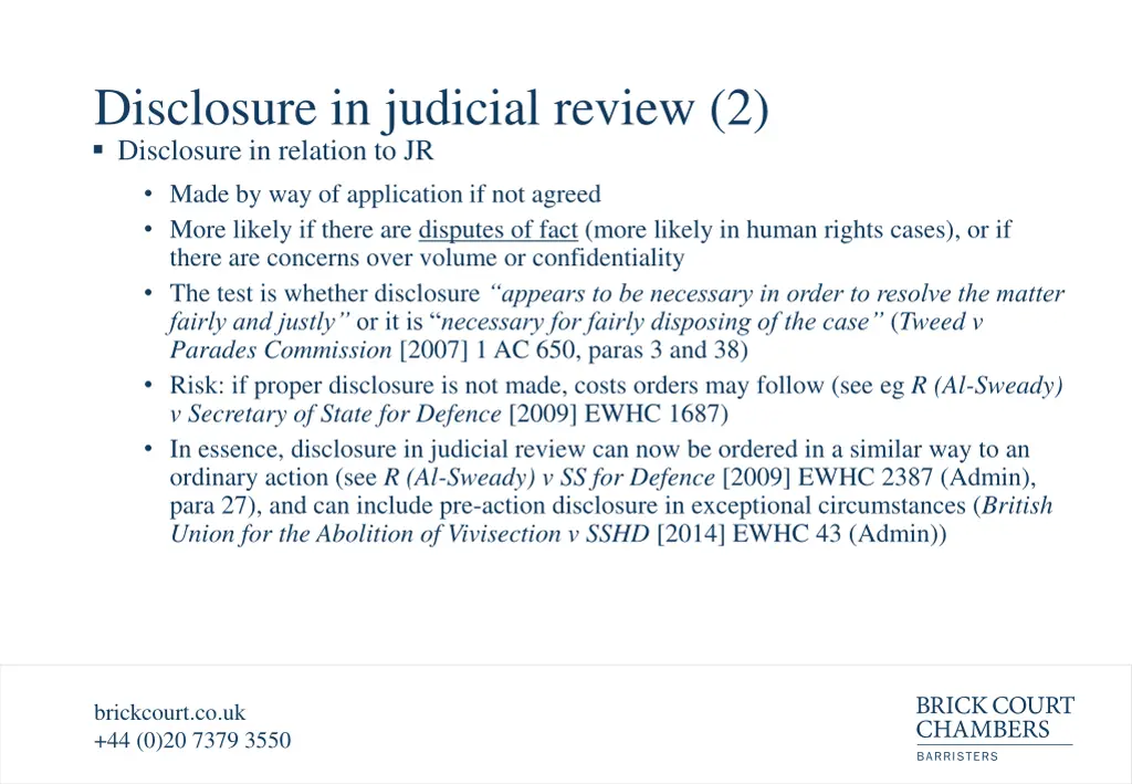 disclosure in judicial review 2 disclosure