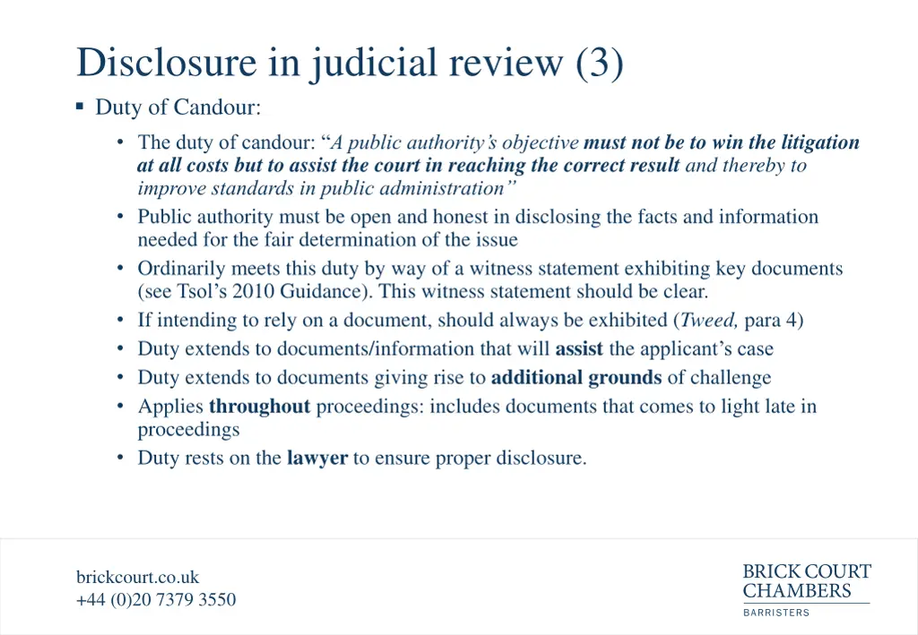 disclosure in judicial review 3 duty of candour