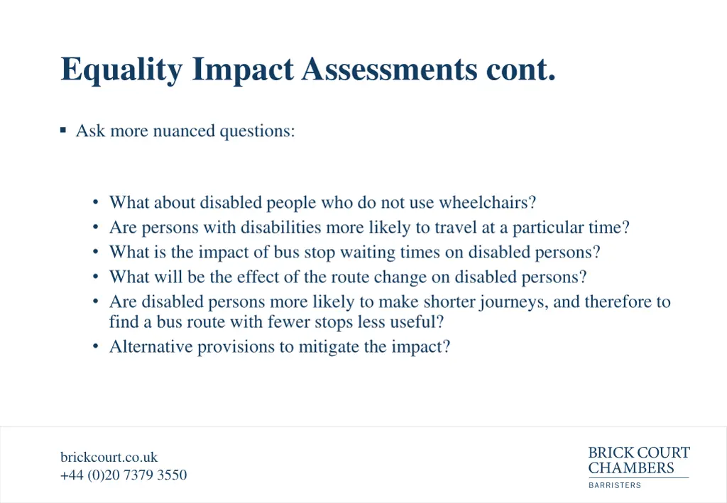 equality impact assessments cont