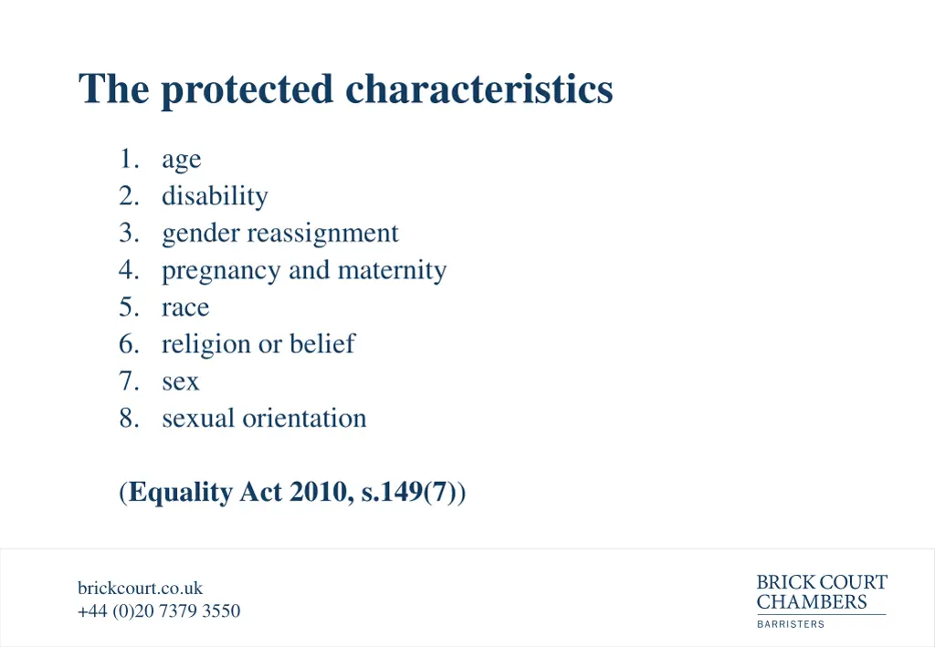 the protected characteristics