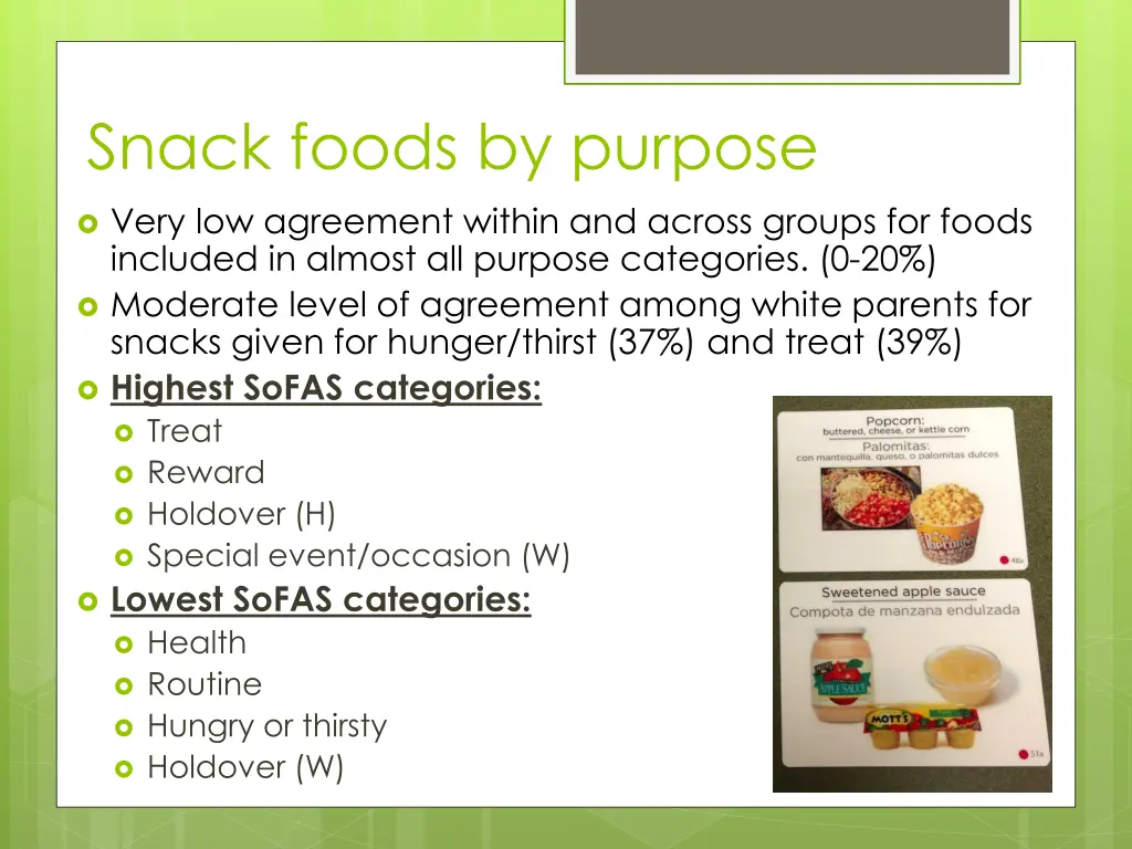 snack foods by purpose