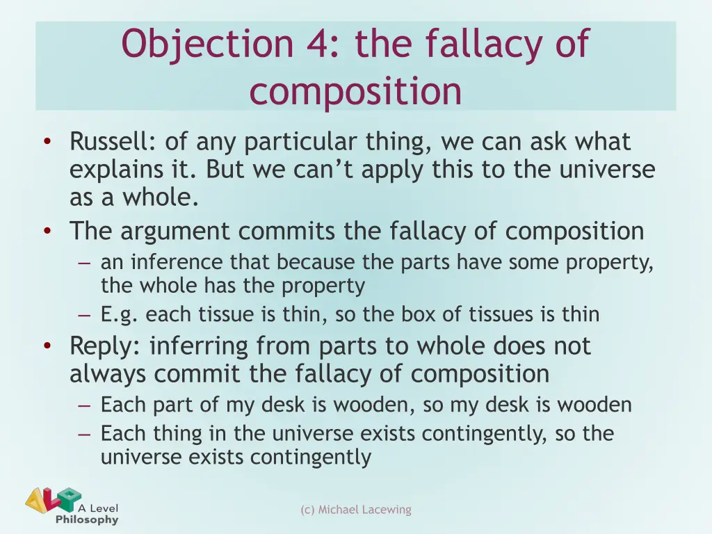 objection 4 the fallacy of composition russell