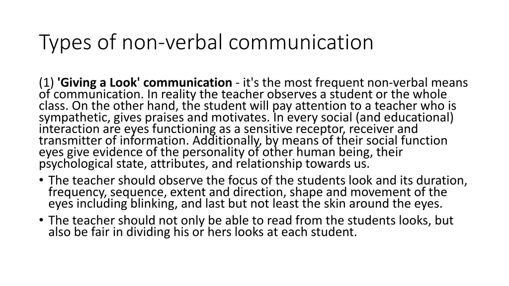 types of non verbal communication