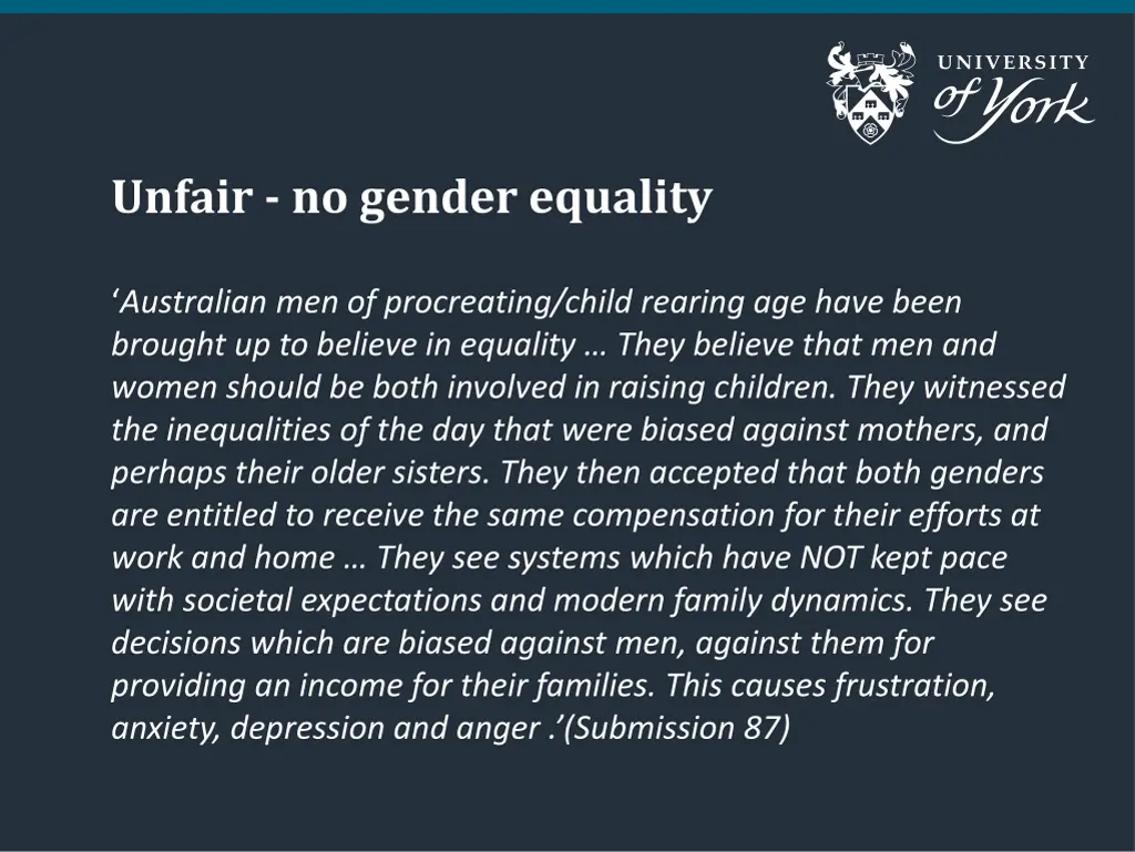 unfair no gender equality