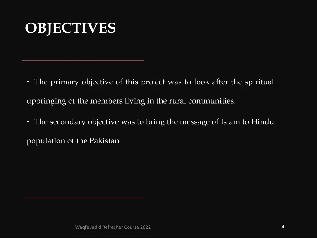 objectives