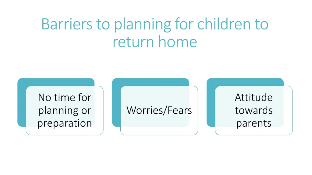 barriers to planning for children to return home