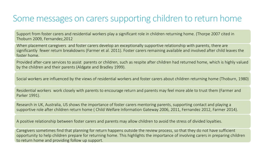 some messages on carers supporting children