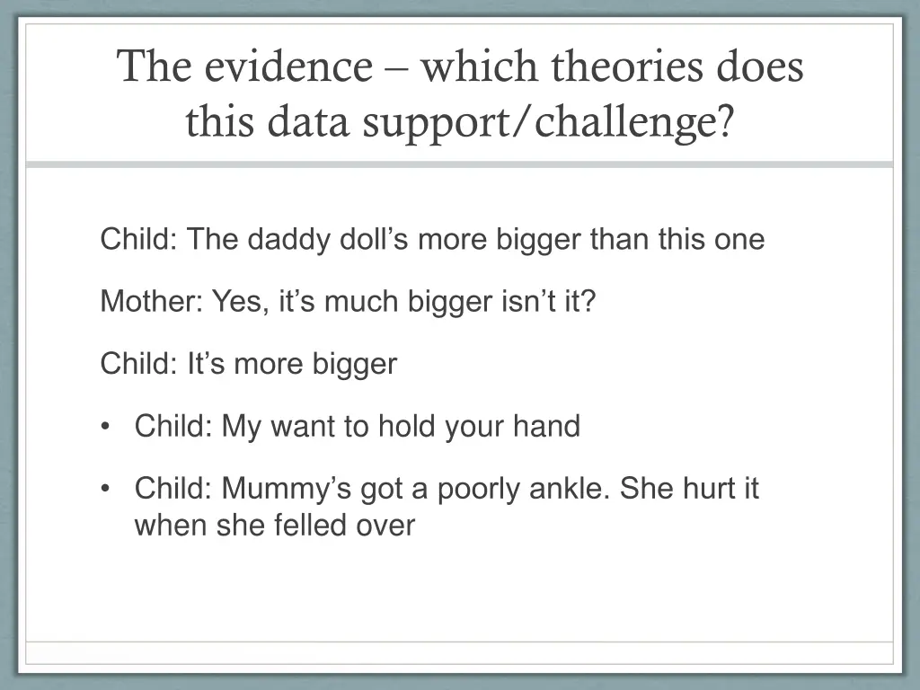 the evidence which theories does this data