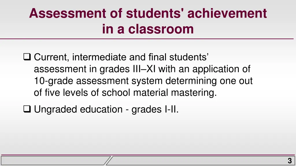 assessment of students achievement in a classroom