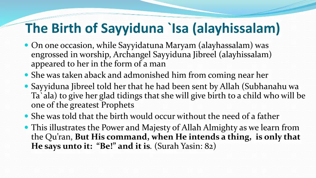 the birth of sayyiduna isa alayhissalam