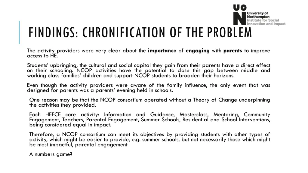 findings chronification of the problem