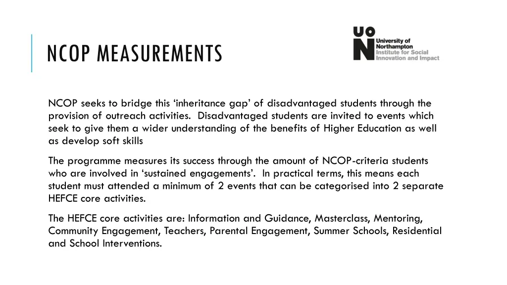 ncop measurements