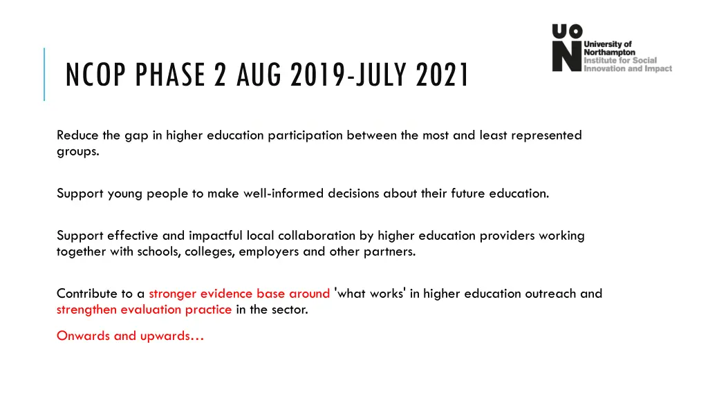 ncop phase 2 aug 2019 july 2021