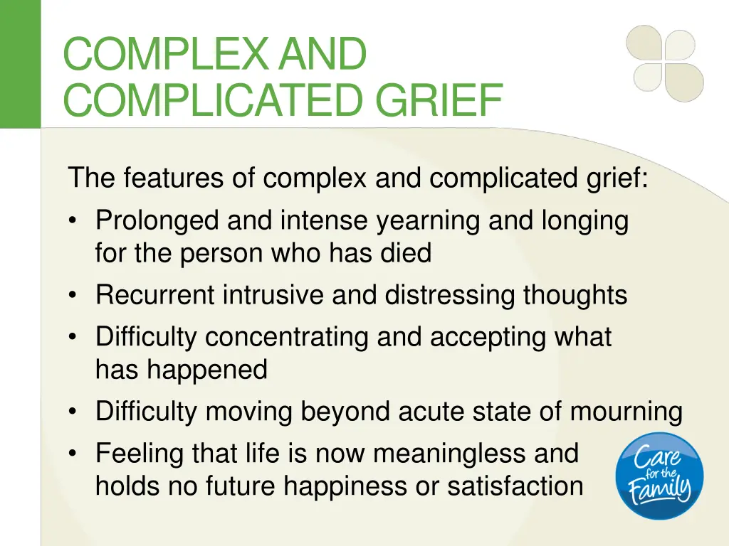 complex and complicated grief