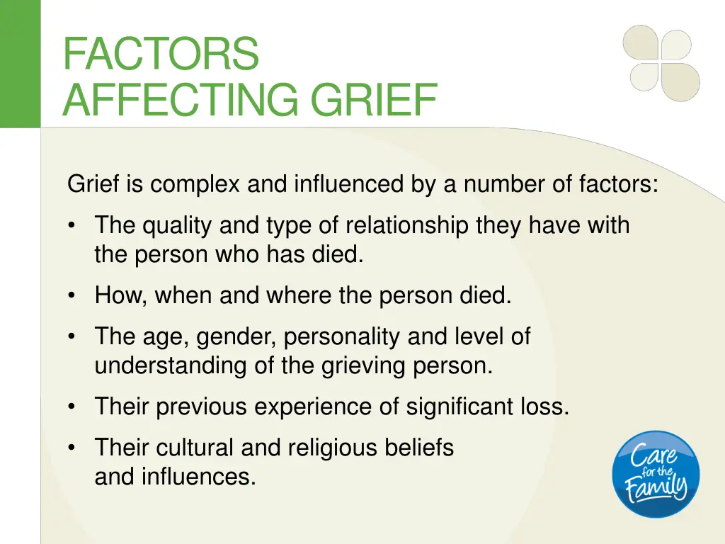 factors affecting grief