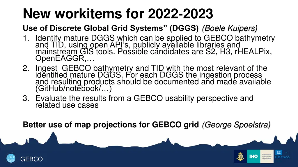 new workitems for 2022 2023 use of discrete