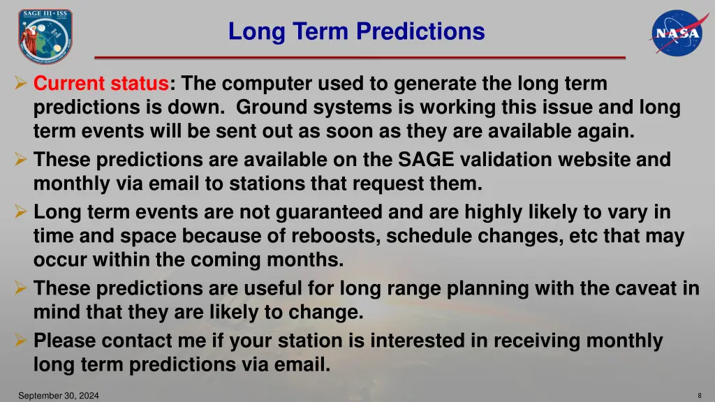 long term predictions