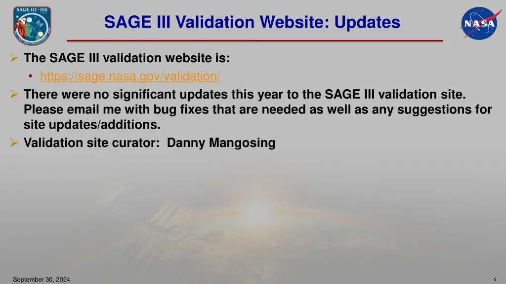 sage iii validation website updates