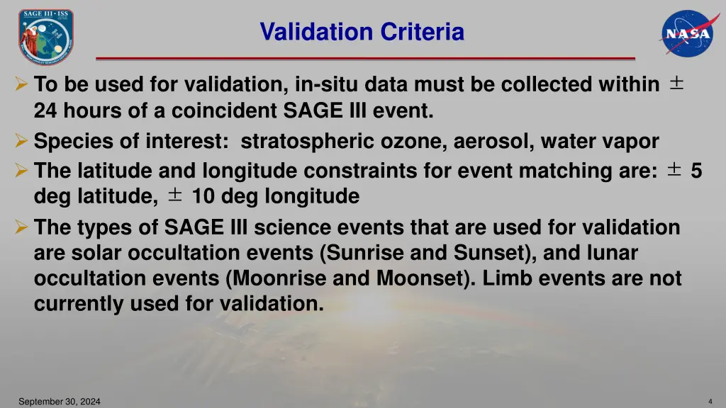 validation criteria