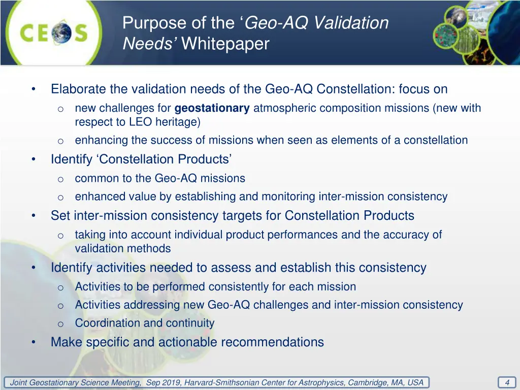 purpose of the geo aq validation needs whitepaper