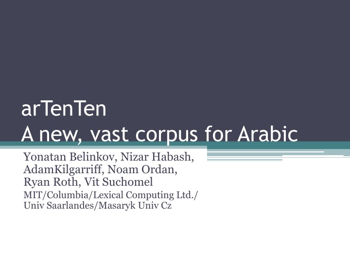 artenten a new vast corpus for arabic yonatan