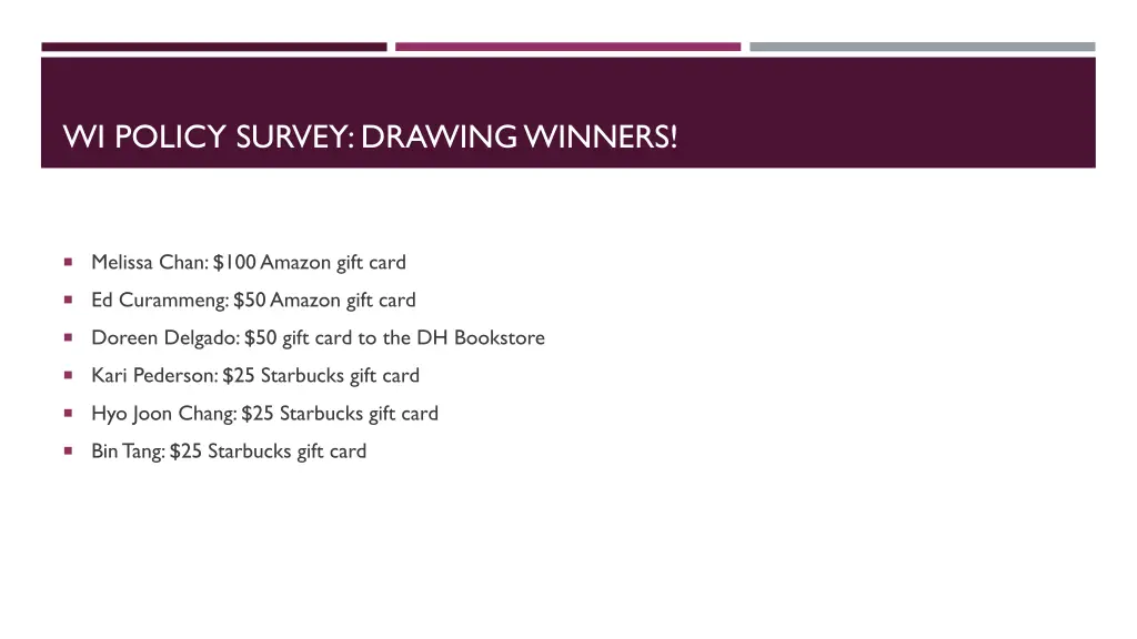 wi policy survey drawing winners