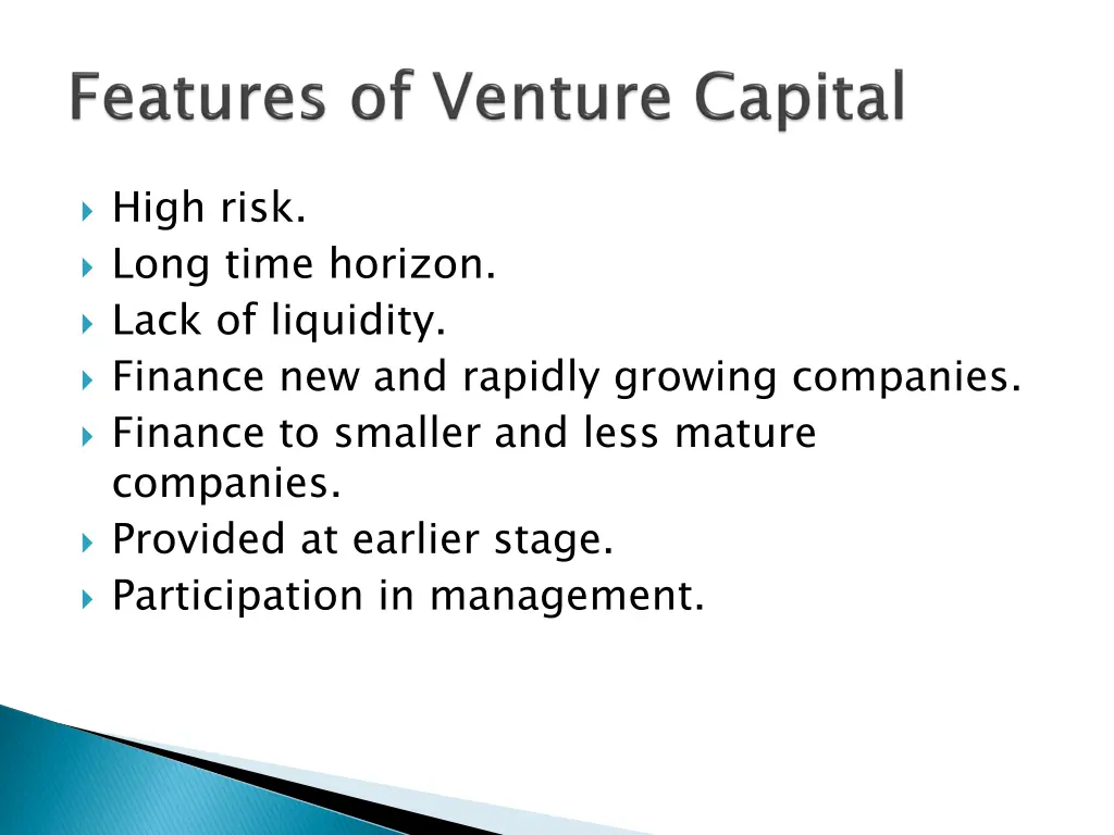 high risk long time horizon lack of liquidity