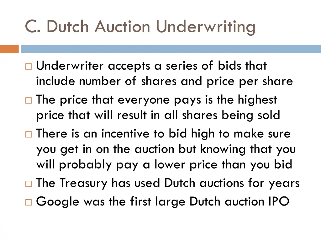 c dutch auction underwriting