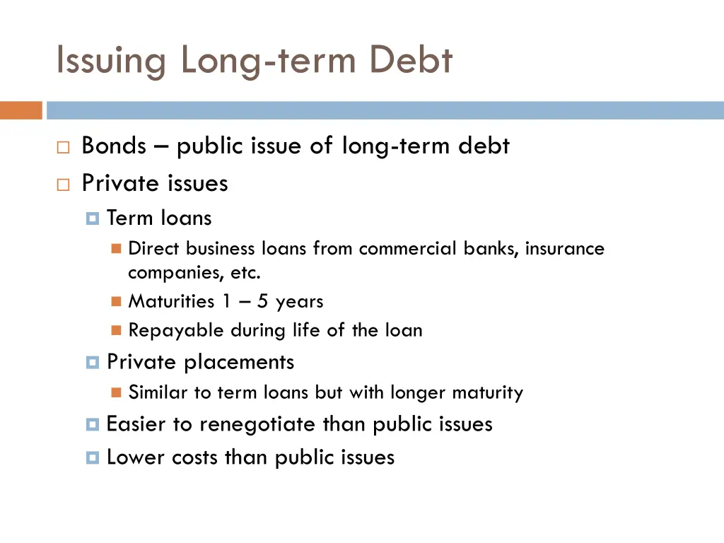 issuing long term debt