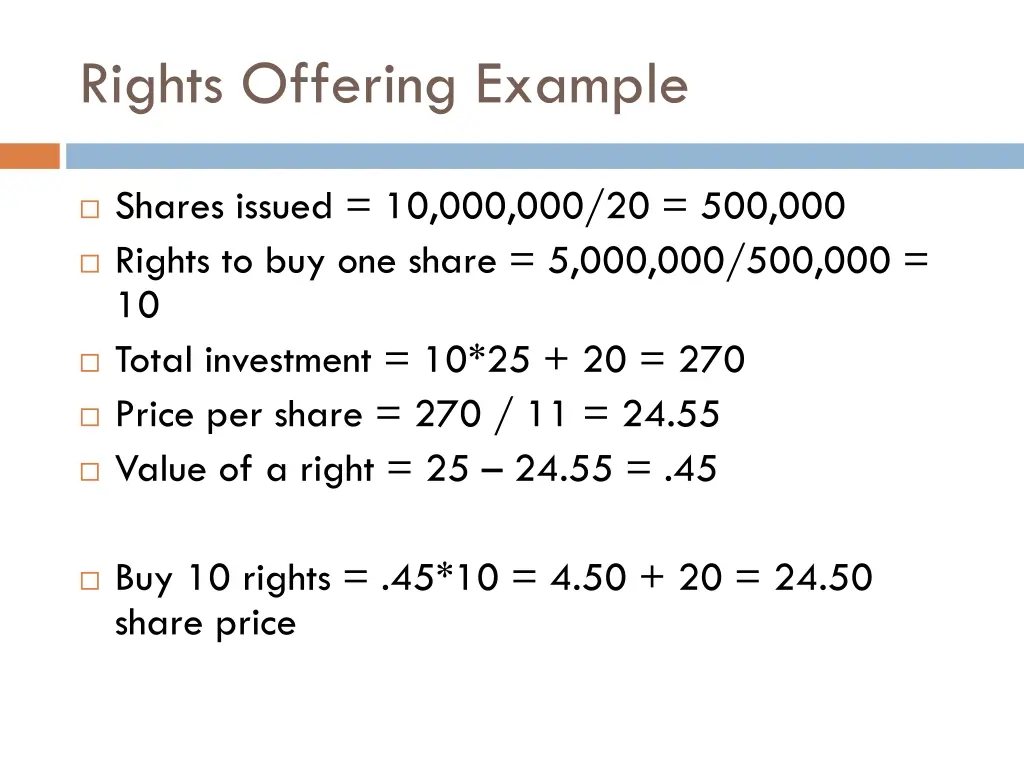 rights offering example 1