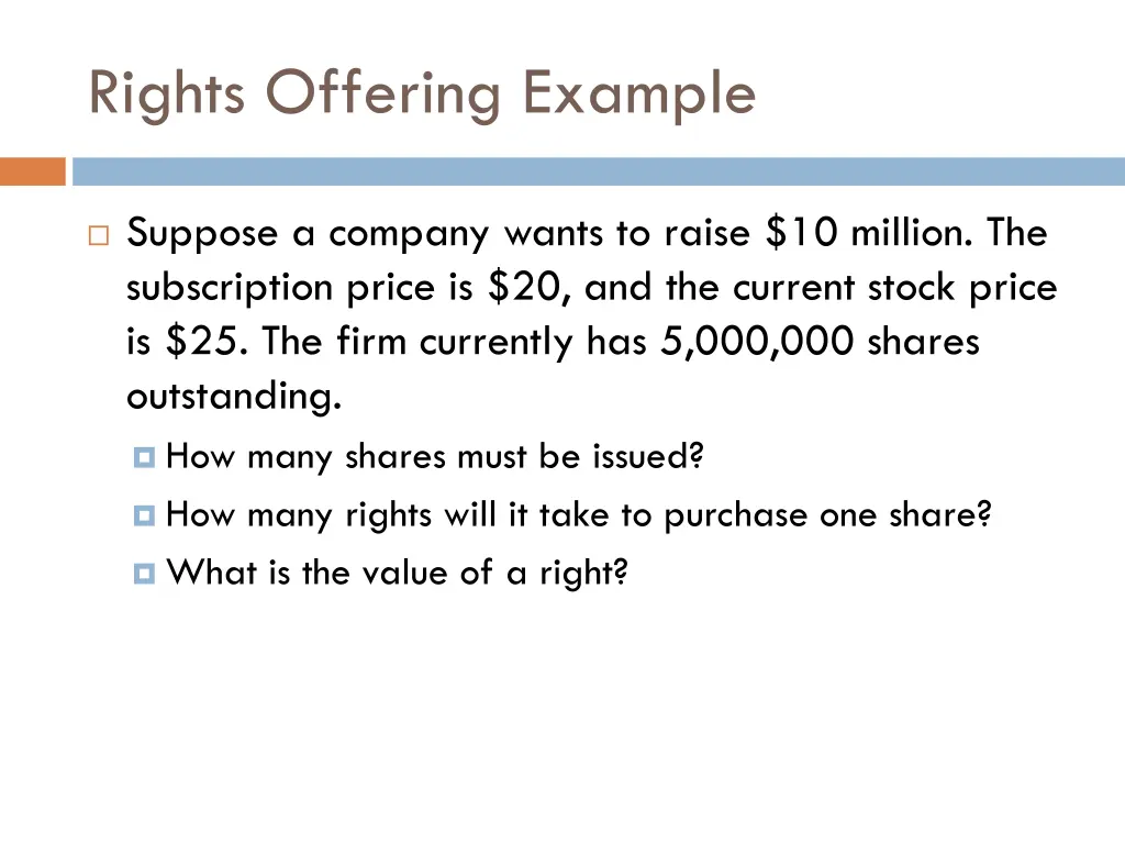 rights offering example