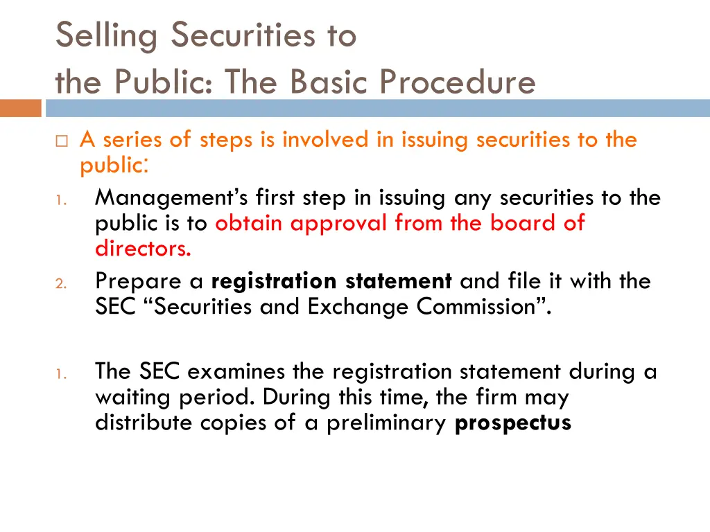 selling securities to the public the basic