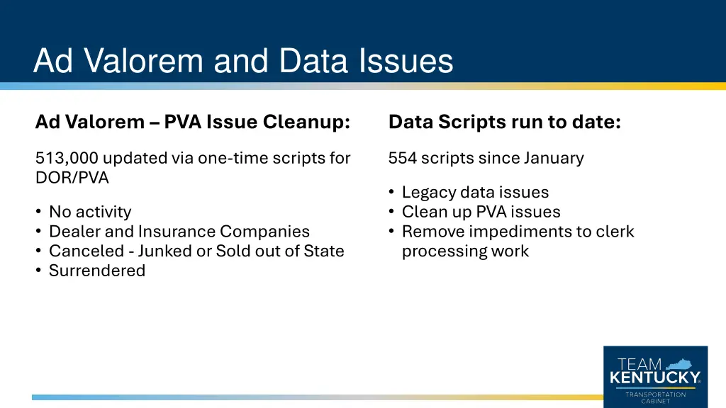 ad valorem and data issues