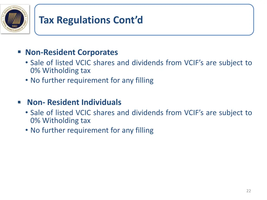 tax regulations cont d