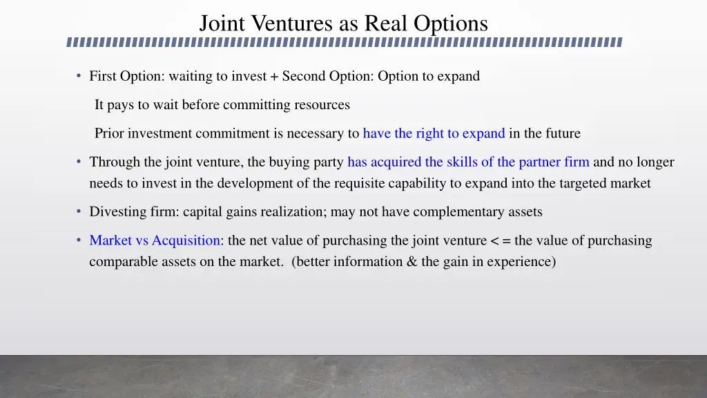 joint ventures as real options