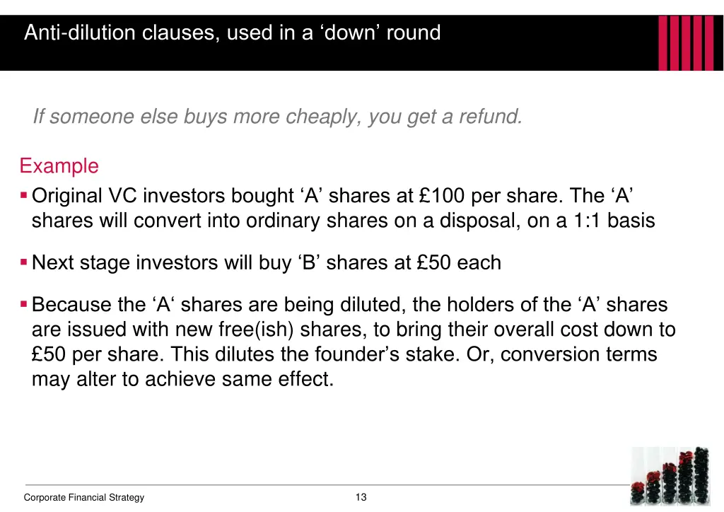 anti dilution clauses used in a down round