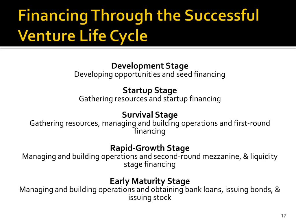 development stage developing opportunities