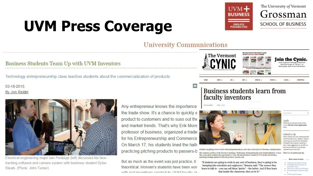 uvm press coverage