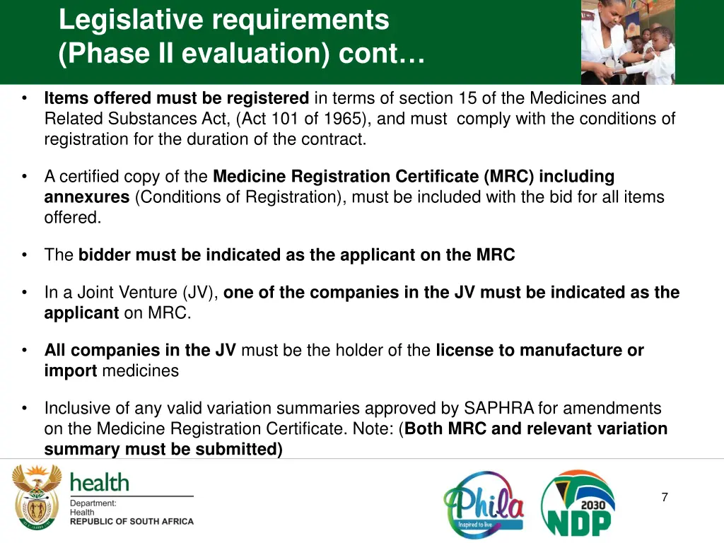 legislative requirements phase ii evaluation cont