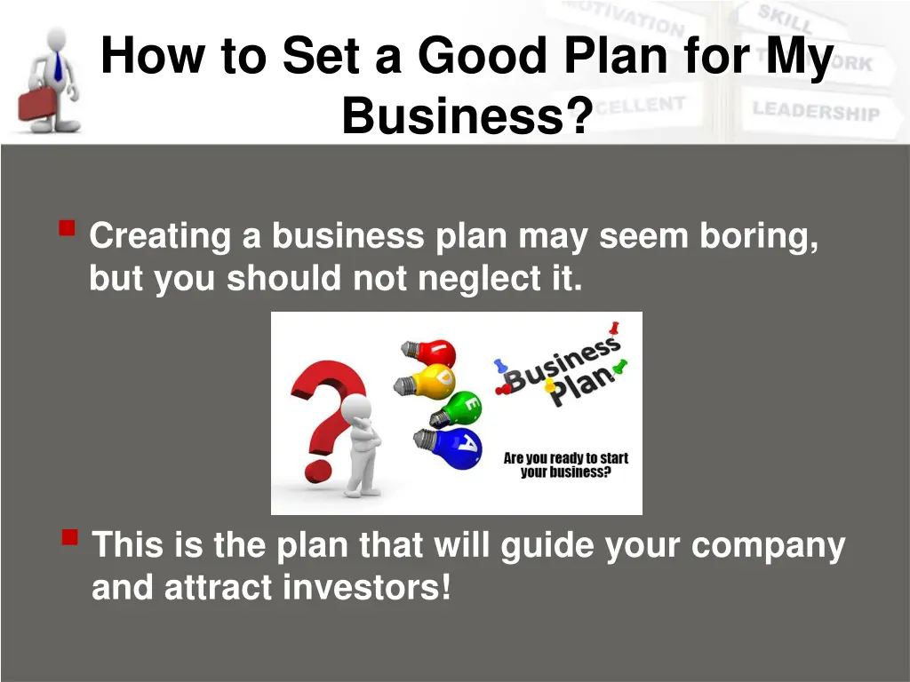 how to set a good plan for my business