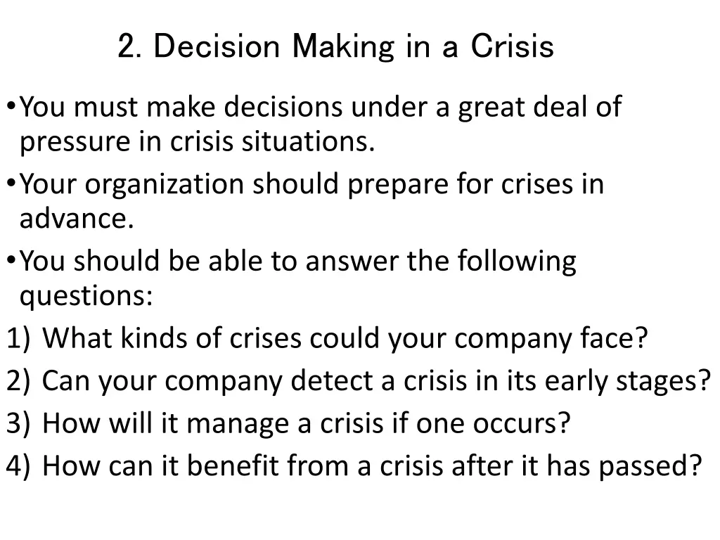 2 decision making in a crisis