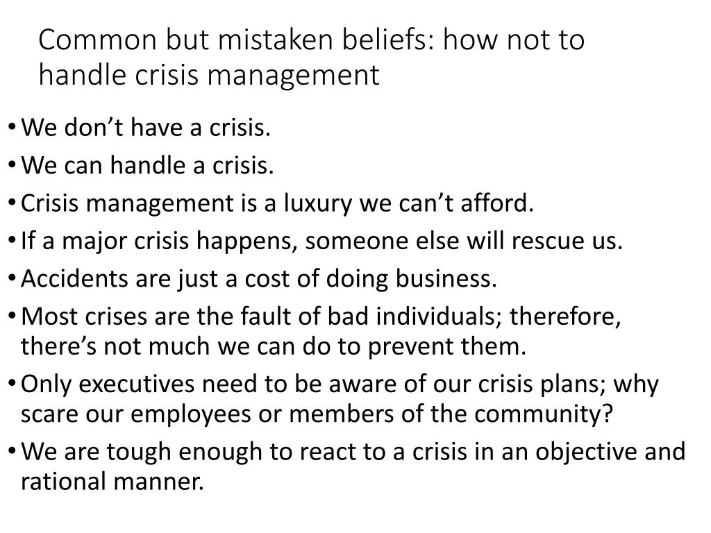 common but mistaken beliefs how not to handle