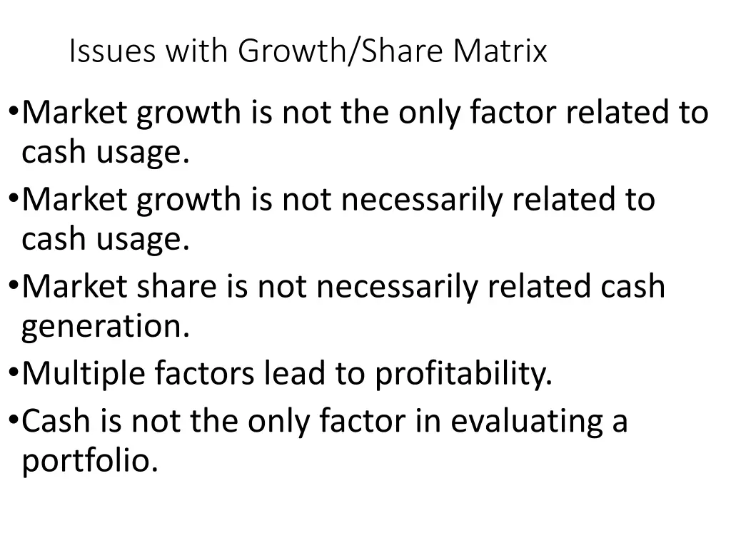 issues with growth share matrix