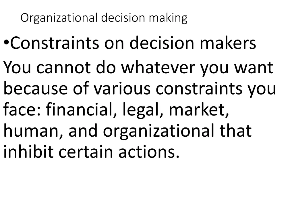 organizational decision making constraints