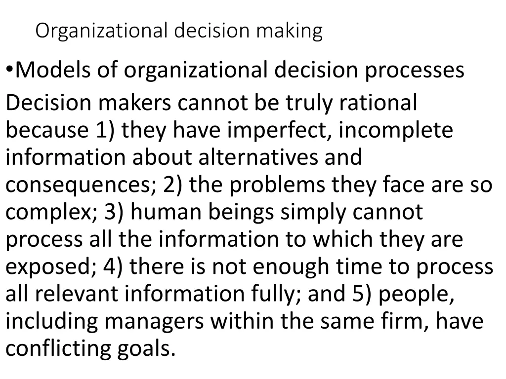 organizational decision making models