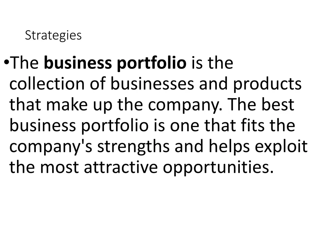 strategies the business portfolio